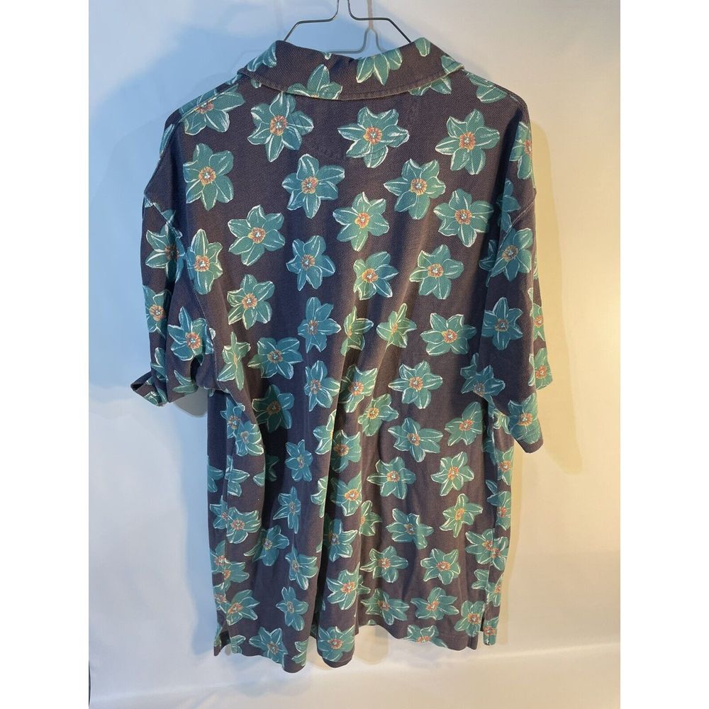L.L. Bean Short Sleeve Collared Polo Shirt Full Print Floral large l - Picture 3 of 3